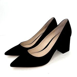 Marc Fisher LTD Womens MLZALA Black Suede Block Pumps Heels Shoes